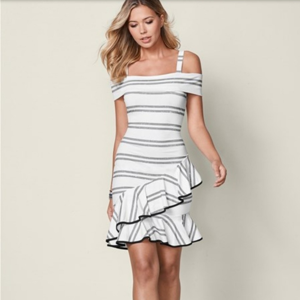 NWOT Striped Ruffle Mini Dress
